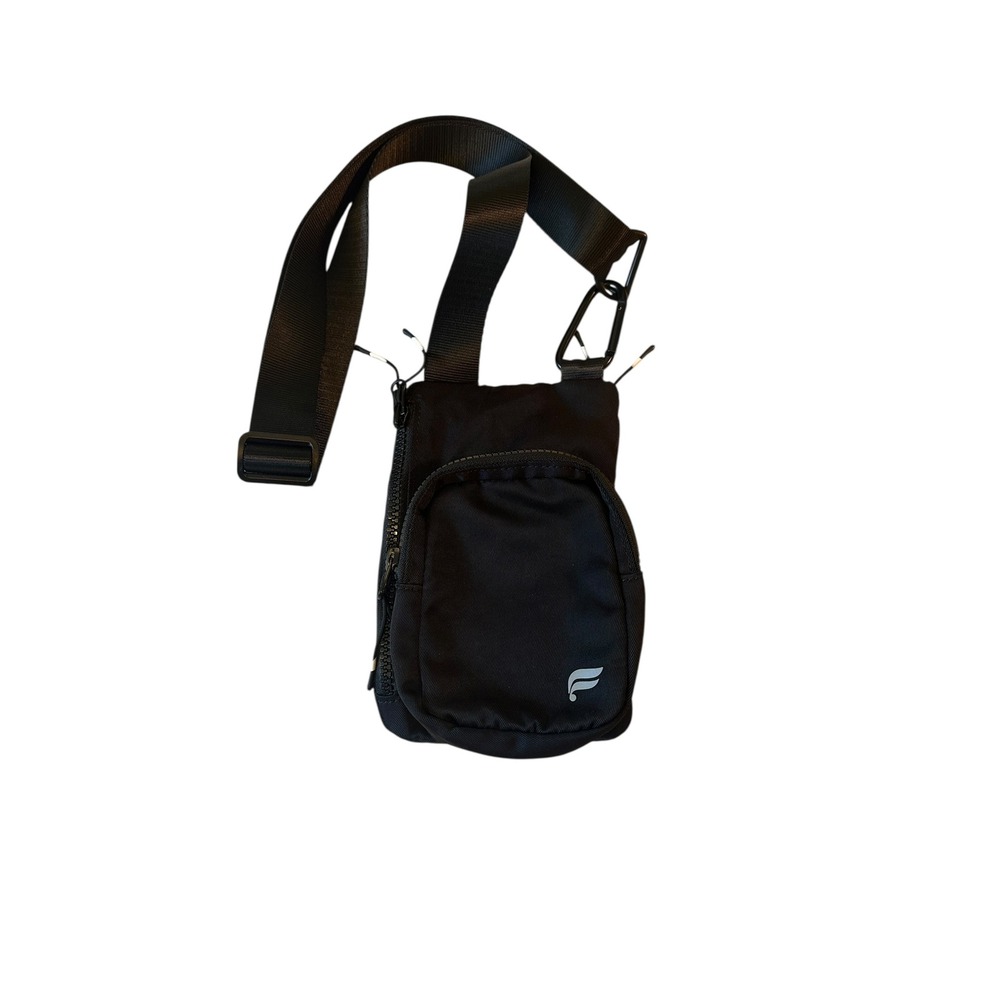 Fabletics Black Nylon Crossbody Sling Bag Adjustable Strap Multi Pocket Athletic